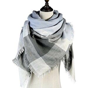Lamamamas Blue & White Plaid  Cozy Contemporary Multifunctional Wrap Shawl Scarf